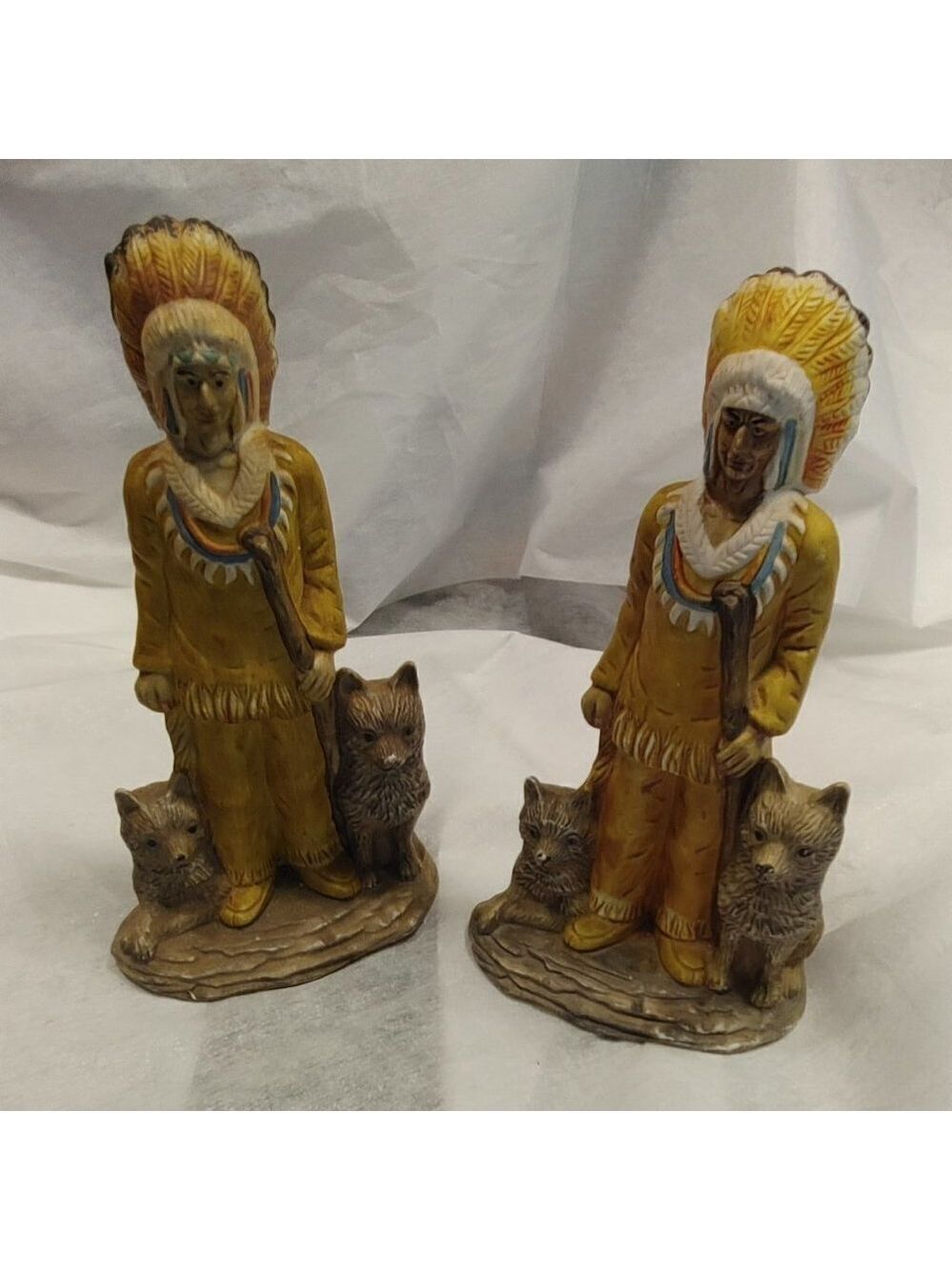 Native American Man Wolf Statue 1991 TMD